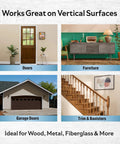 Rich Dark Walnut Gel Stain Water Based Finish Delivers A Hella Smooth No Drip Surface On Furniture Doors And Indoor Wood Trim Fast Drying With Low Odor, showcased on various vertical surfaces.