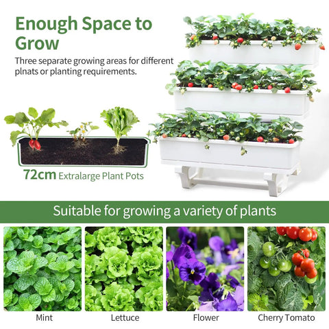 Two In One Three Tier Vertical Garden Planter Stand With Tray For Indoor And Outdoor Use No Fuss Freestanding Raised Planter