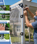 Tough As Nails Heavy Duty Clear Tarp 6 X 12 Ft Waterproof 8 Mil Thick Vinyl Sheet with reinforced grommets in use outdoors.