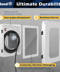 Heavy Duty Weatherproof EV Charger Enclosure Wall Box With Secure Code Lock Solid Shield For Tesla And Chargepoint Setup shown open with charging cable.