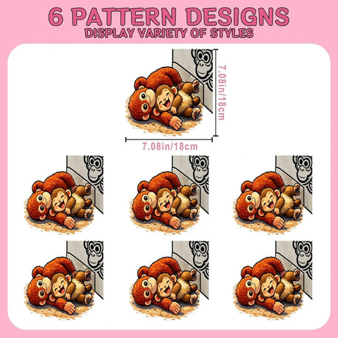 Six Pack Dope Cute Baby Monkey Punchs Team DTF Transfers For T Shirts And DIY Clothing Ready To Press Heat Transfer Stickers 7x7