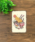 Funny Vintage Metal Ramen Bowl Sign For Restaurant And Home Kitchen Decor 8x12 Inch Tin Wall Art Poster with retro vibe.