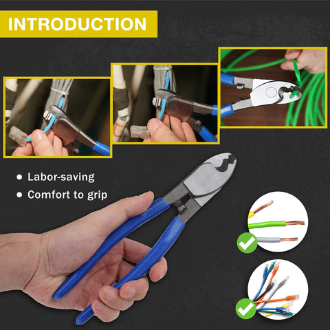 Industrial Heavy Duty Bolt Cutter Set 14 Inch And Mini 8 Inch High Leverage Cable Cutters With blue rubber handles cutting wire
