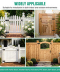 Self Closing Gate Hinge And Latch Hardware Kit for wood and vinyl fences on white and wooden gates