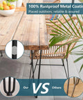 Outdoor table with 18 Inch Hairpin Table Leg Set Of 4 With Solid Rods Metal Desk Legs, showing rustproof metal coating detail.
