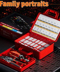 Pro Grade All In One JST Crimp Tool And Connector Kit with 30 types, pliers, wire stripper, and tweezers in a red case