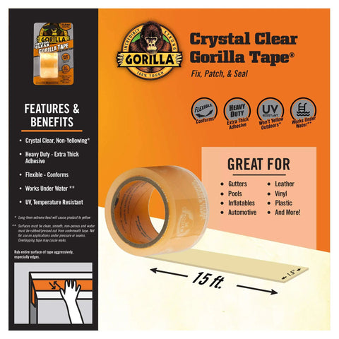 Crystal Clear Duct Tape 1.88 Inch By 5 Yard Heavy Duty All Purpose Tape Weatherproof And Airtight Tear By Hand Sticks To Almost Anything Tough As Nails Transparent Repair Tape For Quick Fixes.