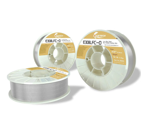 Gasless Flux Cored Welding Wire For Stainless Steel E308LFC-O 030 Diameter 10 Pound Spool Silver No Shielding Gas Needed Great For DIY And Pro MIG Welds