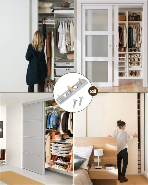 Sliding Closet Door Floor Guide Kit Compatible With Prime-Line N 6560, adjustable brown nylon tips, fits 0.75-1.375 in doors