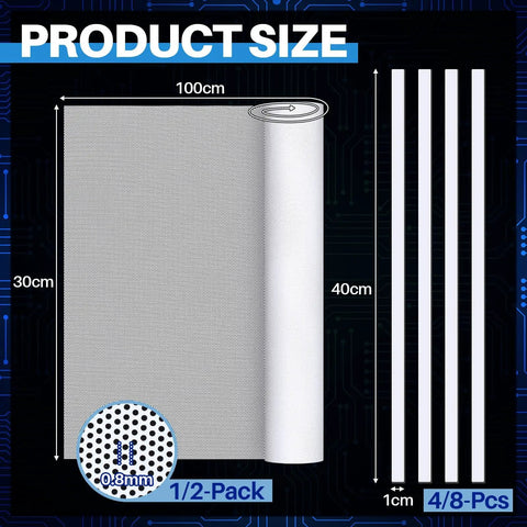 DIY PC Case Dust Filter Kit 39.37 x 11.81 Inches With 0.5 mm High Airflow Holes PVC filter with four magnetic strips