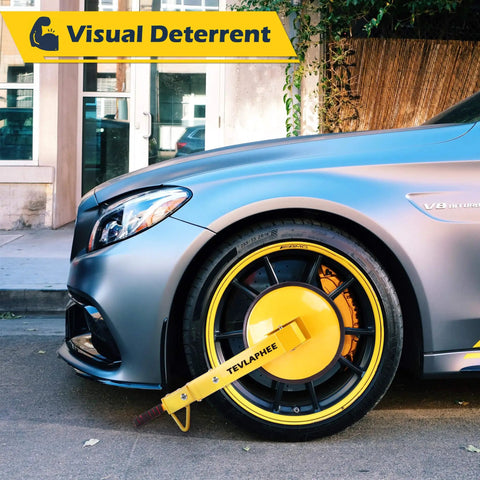 Dual Lock Wheel Clamp For Cars Trucks SUVs And Campers With Parking Boot Upgraded Anti Theft Wheel Lock System installed on car