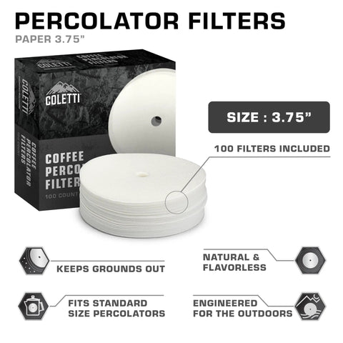Premium Disc Percolator Coffee Filters For Campers And Home Brewers 3.75 Inch Mesh Paper Filters Pack Of 100 product display