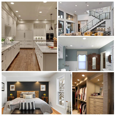 12 Pack 6 Inch Ultra Thin LED Recessed Ceiling Lights With Junction Box 5 CCT installed in various home rooms