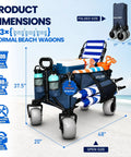 Beast Heavy Duty Beach Wagon With 9x4 All Terrain Sandproof Wheels, 300L Oversized Foldable Cart And Side Bag, navy color
