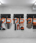 Heavy Duty Metal Wall Mount Tool Organizer With 50 Kg Hooks with tools, garage storage, carbon steel, no nonsense design