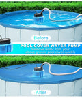 Above Ground Pool Cover Pump Submersible Sump Pump For Draining Water Fast 850 GPH Blue on pool cover demonstrating water removal