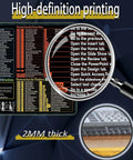 Close-up of Excel Shortcut Desk Pad with high-definition printing, showing 2mm thickness and various PowerPoint and Windows shortcuts