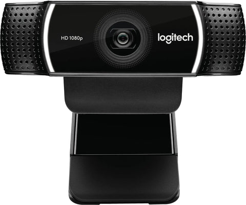 Hella Crisp 1080P HD Webcam For Smooth Streaming And Ridiculously Clear Video Recording With Autofocus And Dual Mics in black with HD 1080p label.