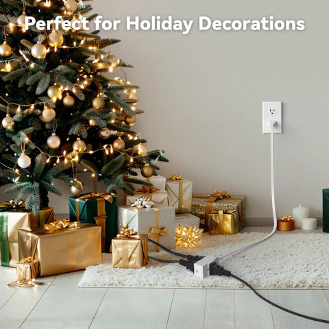 6 Ft Indoor Extension Cord With 3 Outlets Polarized 2 Prong Plug 2 Pack White used with holiday lights and gifts