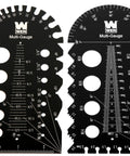 Two black Wen ME210G Multi-Gauge metric and imperial thread-pitch gauges with measurement scales