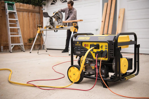 10,000-Watt Wireless Remote Start Portable Backup Power Generator For Home Use With CO Shield Auto Shutoff in workshop
