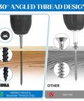 Premium Go To Hidden Deck Screws 10 X 1 7/8 Inch 123 Pcs T15 Star Drive showing 30° angled thread design for optimal wood fastening.