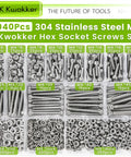 1040 Piece M4 Screws Nuts Bolts Kit 4mm To 45mm 304 Stainless Steel Hex Socket Head Cap Screws And Nuts Set With Washers