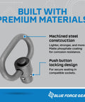 Built Like A Tank Push Button Sling Swivel For Rifles And Shotguns Machined Steel Quick Detach Hardware with push button locking design.