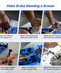 Orion Motor Tech 2-in-1 brake caliper compressor and bleeder kit; blue carry case with hoses and 18 adapters