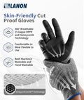 Built Tough Cut Resistant Work Gloves With HPPE And Metal Yarn Blend, Nitrile Honeycomb Coating For EN388 Level D Protection