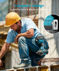 Worker using Heavy Duty Cordless Impact Wrench Delivering 738 Foot Pounds Of Knockout Brute Force on construction site.