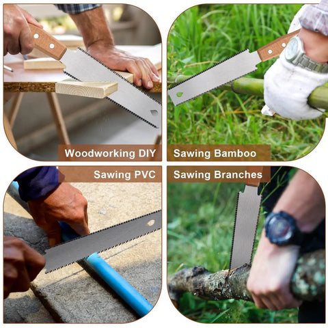 6 Inch Pull Saw With Double Edged Blades, 17 TPI For Hard Wood And 11 TPI For Fine Crosscuts, Ultra Flexible Pulse Teeth For Smooth Rips, Handy Hand Saw For Woodworking Projects And DIY used for wood, bamboo, PVC, and branches