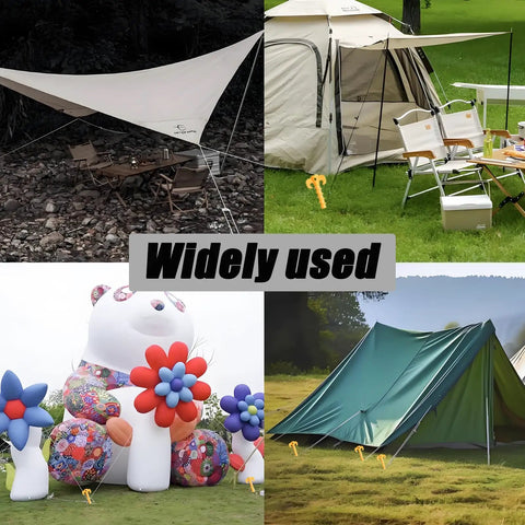 8 Pack 19.5cm Heavy Duty Tent Stakes With Screw Shape For Superior Ground Grip securing various outdoor setups in grass and sand