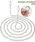 Heavy Duty And Light Duty Stainless Steel Hanging Chain With Two Detachable Links, 9.8 Feet, 0.08 Inch Thick, 304 Stainless Steel, Ideal For Outdoor Camping And Home Use, Adjustable Length, Durable And Corrosion Resistant