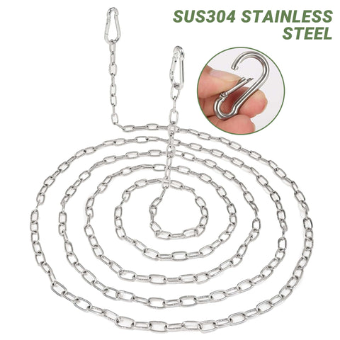 Heavy Duty And Light Duty Stainless Steel Hanging Chain With Two Detachable Links, 9.8 Feet, 0.08 Inch Thick, 304 Stainless Steel, Ideal For Outdoor Camping And Home Use, Adjustable Length, Durable And Corrosion Resistant