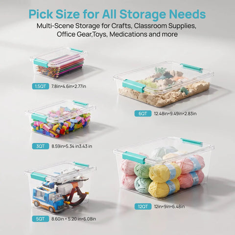 4 Pack 6 Qt Clear Plastic Storage Bins With Tight Fit Lids For Sensory Bin Play And General Home Organization Pretty Darn Handy Multi Purpose Flat Totes That Stack Smoothly For Your Daily Needs