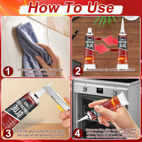How to use High Temp Silicone Sealant For Ovens And Fireplaces Fast Drying Waterproof Flexible Glue That Will Not Crack.