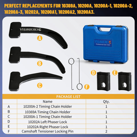 3.6L Timing Tool Kit With Camshaft Holding And Phaser Tools for 2011-2019 Vehicles shown with blue carrying case and package list