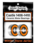 Front view of Winter Evening Castle 1406-1410 Ceramic Motor Bearings packaging with two orange-sealed bearings