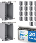 1 Gang New Work Electrical Box Deep 20 Cubic Inch Non Metallic PPO PVC Plastic Construction 20 Pack Captive Nail Mounting