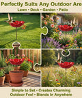 Metal Flower Garden Stake Bird Bath Waterer For Outdoor Yards Pollinator Station Hummingbird Fountain Butterfly Bee Water Feeder