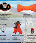 1000 Lb Pulling Force Magnet Fishing Kit With Rope For River Treasure Hunting And Waterway Hauls, components including magnet, rope, and gloves