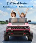 Licensed 24V Kids Ride On Truck Two Seater With Parent Remote Control pictured driving on road