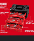 262 Piece Mechanic Tool Set In Versastack 3 Drawer Box With SAE And Metric Sockets Car And Motorcycle Tool Kit open drawers view