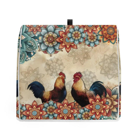 Boho Flower Chicken Pattern Mixer Cover For Stand Mixers And Small Appliances With Top Handle And Front Pocket Keepin It Clean Dustproof Polyester Kitchen Appliance Cover For Your Mixer Coffee Maker And More Two Sizes Small And Large