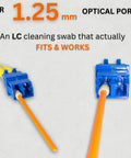 Sysotek LC fiber optic cleaning swabs, 1.25 mm connectors; lint-free tips with blue adapter housings