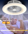Bladeless Ceiling Fan With Light And Remote Control 22 Inch; quiet cooling in bedroom, featuring low-noise copper motor.