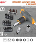 Heavy Duty Magnetic T Handle Ratchet Wrench And Screwdriver Set With Rugged Carry Toolbox 30 Piece Boss Grade DIY Fix It Kit including screw bits.