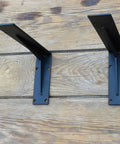 Heavy Duty Rustic Shelf Brackets Built Like A Tank With Rugged Iron For Knockout Industrial Wall Mount Support, showcasing angled black metal.