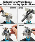 Killer Mini Vise Tabletop Clamp With 360 Degree Rotating Spherical Base and Sick Grip for engraving, cutting, coloring and grinding tasks.